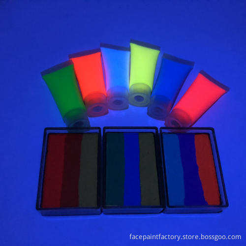 Colorful hypoallergenic face paint neon water based